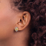 14K Yellow & Rhodium Diamond with Rhodium Accents Round Post Earrings - Product Photo