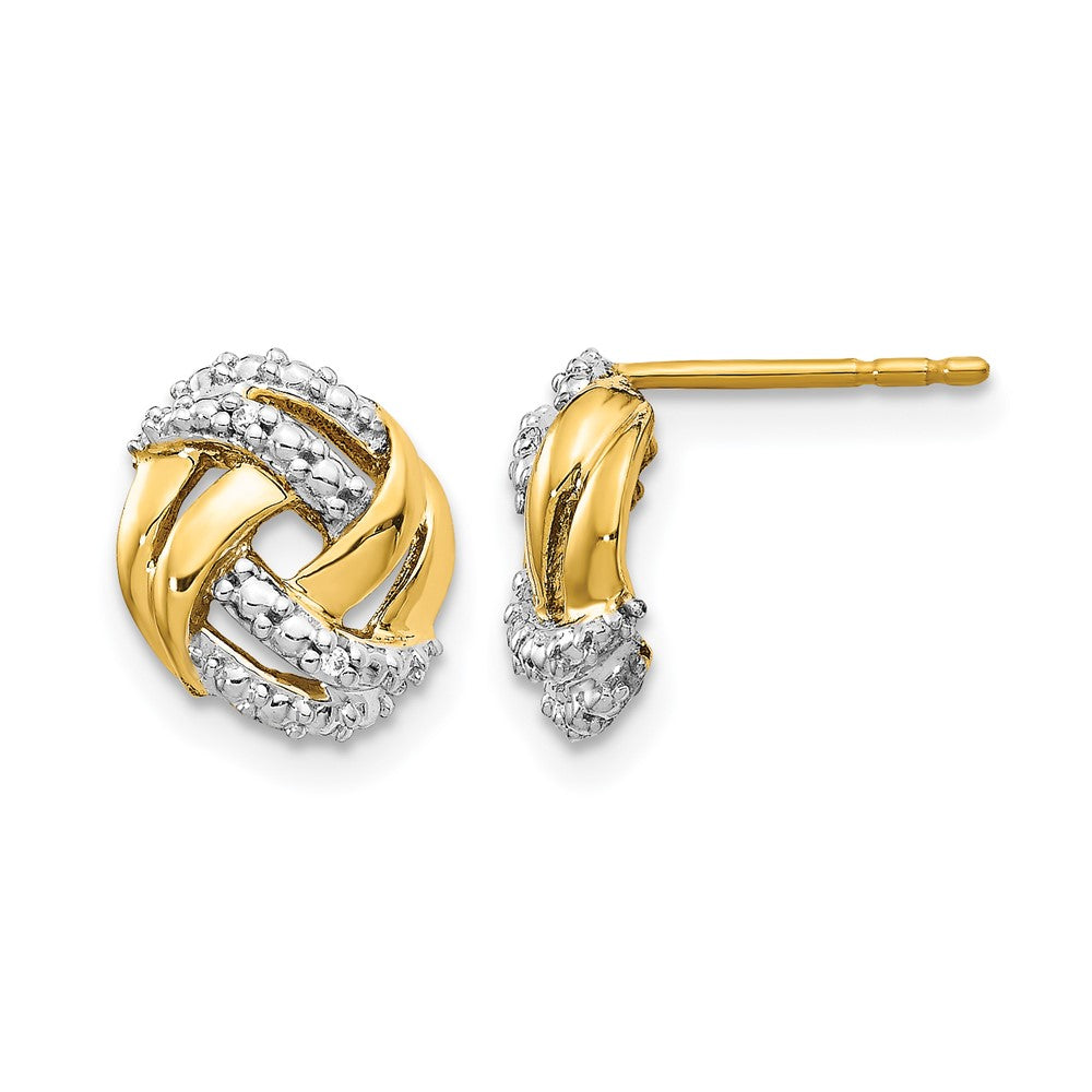 14K Yellow & Rhodium Diamond with Rhodium Accents Round Post Earrings - Product Photo