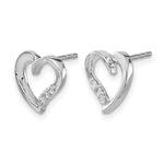 14K White Gold Diamond Heart Earrings - Product Photo
