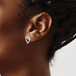 14K White Gold Diamond Heart Earrings - Product Photo