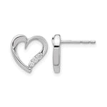 14K White Gold Diamond Heart Earrings - Product Photo