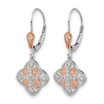 14K White Gold with Rose Rhodium Diamond Leverback Earrings - Product Photo