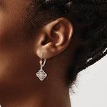 14K White Gold with Rose Rhodium Diamond Leverback Earrings - Product Photo