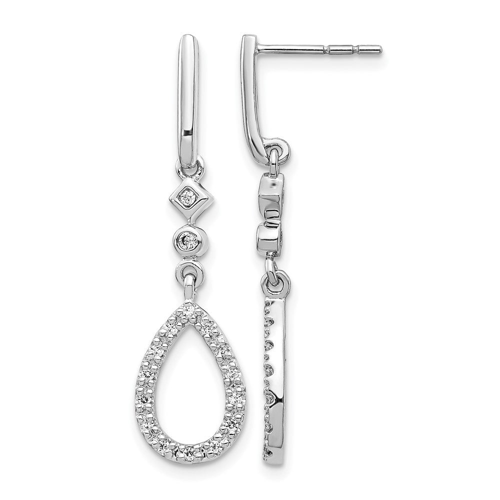 14K White Gold Diamond Teardrop Earrings - Product Photo