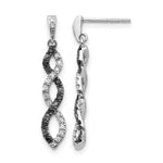14K White Gold Black and White Diamond Twisted Post Earrings - Product Photo