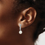 14K White Gold Freshwater Cultured Pearl & Diamond Post Earrings - Product Photo