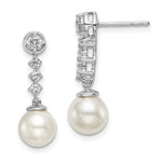 14K White Gold Freshwater Cultured Pearl & Diamond Post Earrings - Product Photo