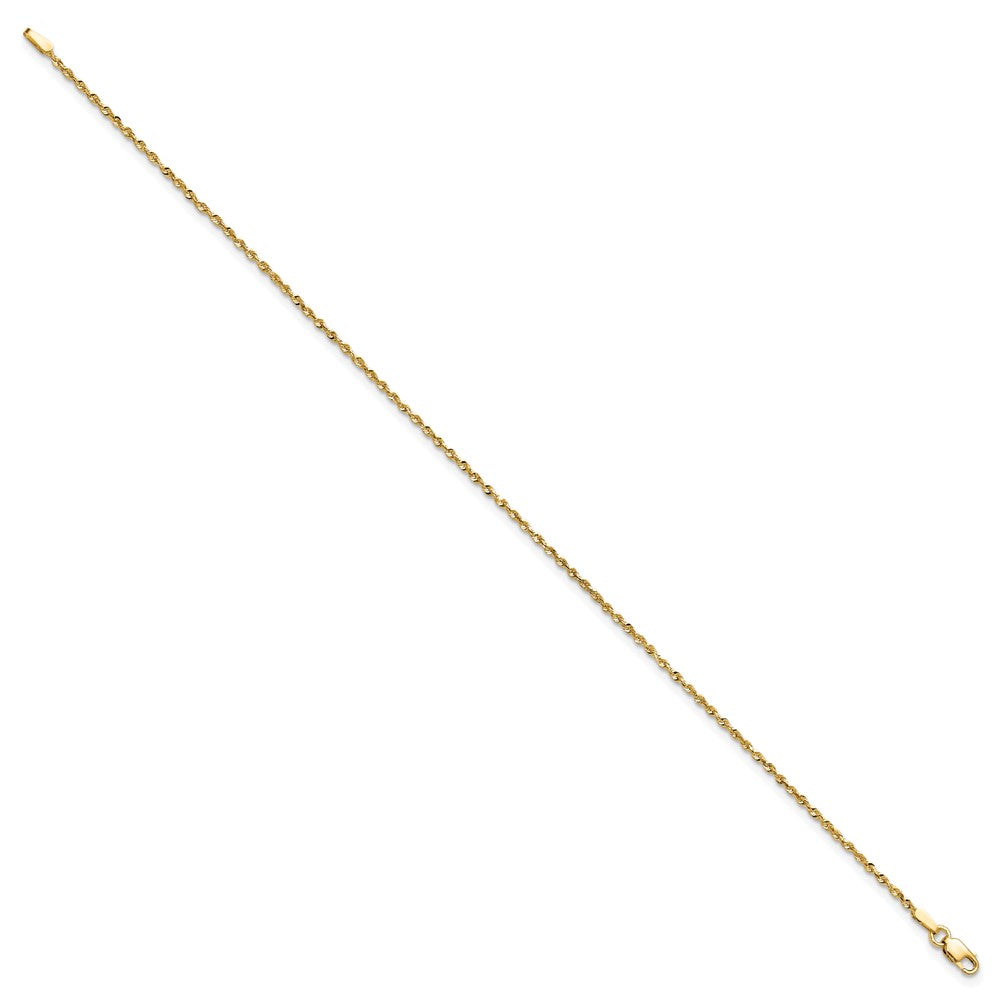14K Yellow Gold 1.5mm Diamond-cut Ultra Rope Chain Anklet Bracelet 6"-10" - Product Photo