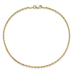 14K Yellow Gold 1.5mm Diamond-cut Ultra Rope Chain Anklet Bracelet 6"-10" - Product Photo