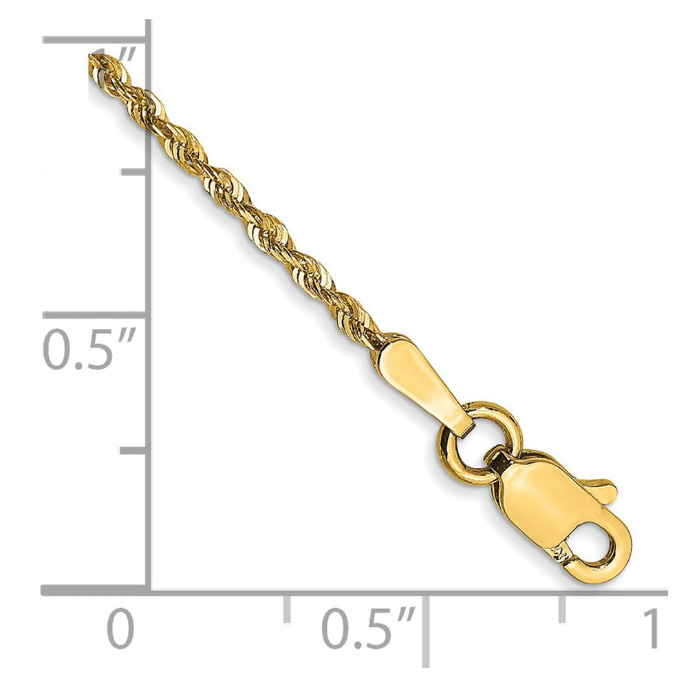 14K Yellow Gold 1.5mm Diamond-cut Ultra Rope Chain Anklet Bracelet 6"-10" - Product Photo