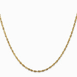 14K Yellow Gold 1.8 mm Ultra Diamond-Cut Lightweight Rope Chain Necklace 16"-24" - Product Photo