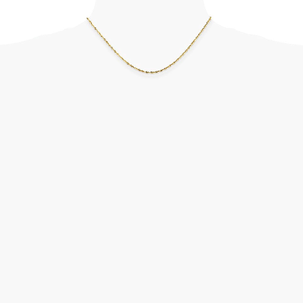 14K Yellow Gold 1.8 mm Ultra Diamond-Cut Lightweight Rope Chain Necklace 16"-24" - Product Photo