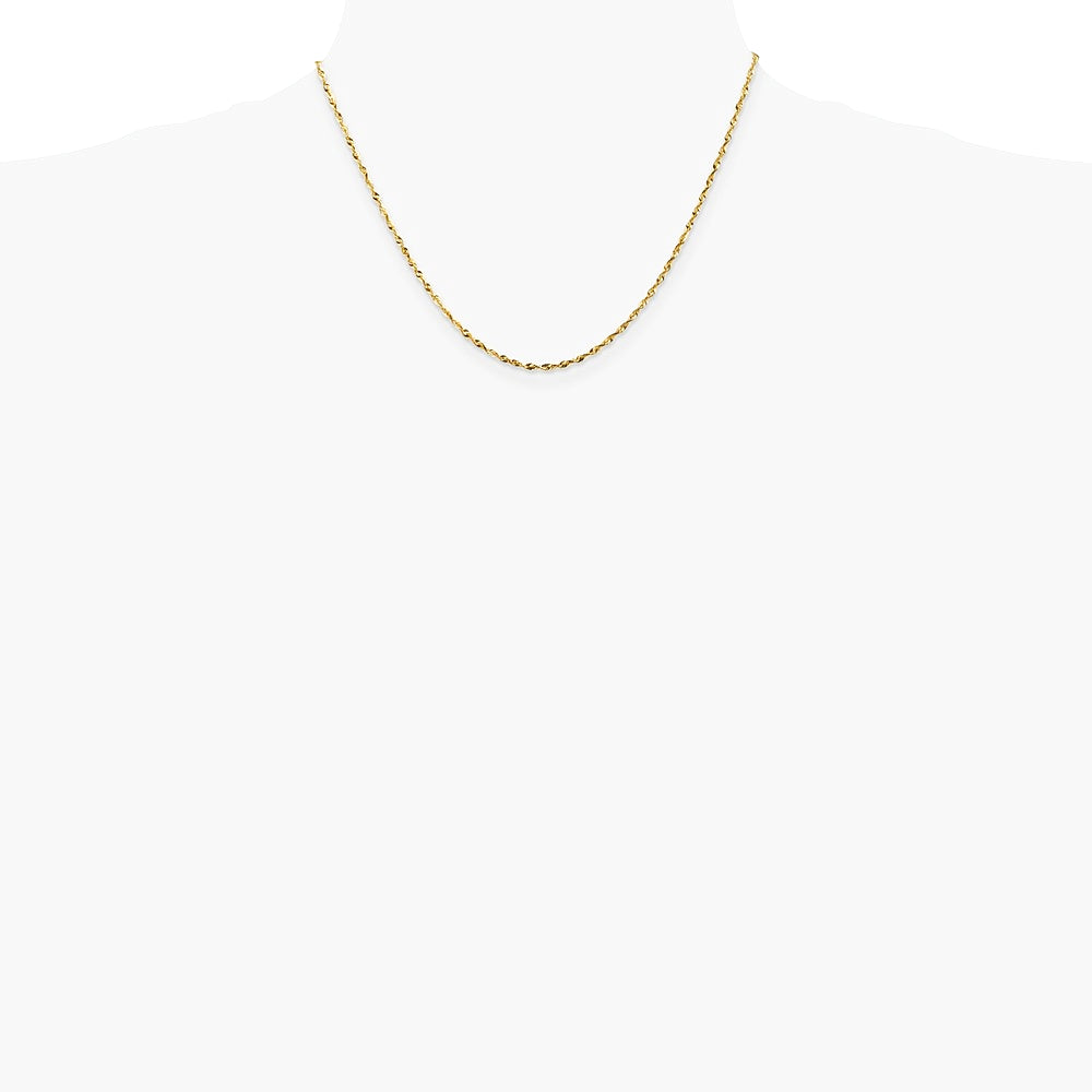 14K Yellow Gold 1.8 mm Ultra Diamond-Cut Lightweight Rope Chain Necklace 16"-24" - Product Photo