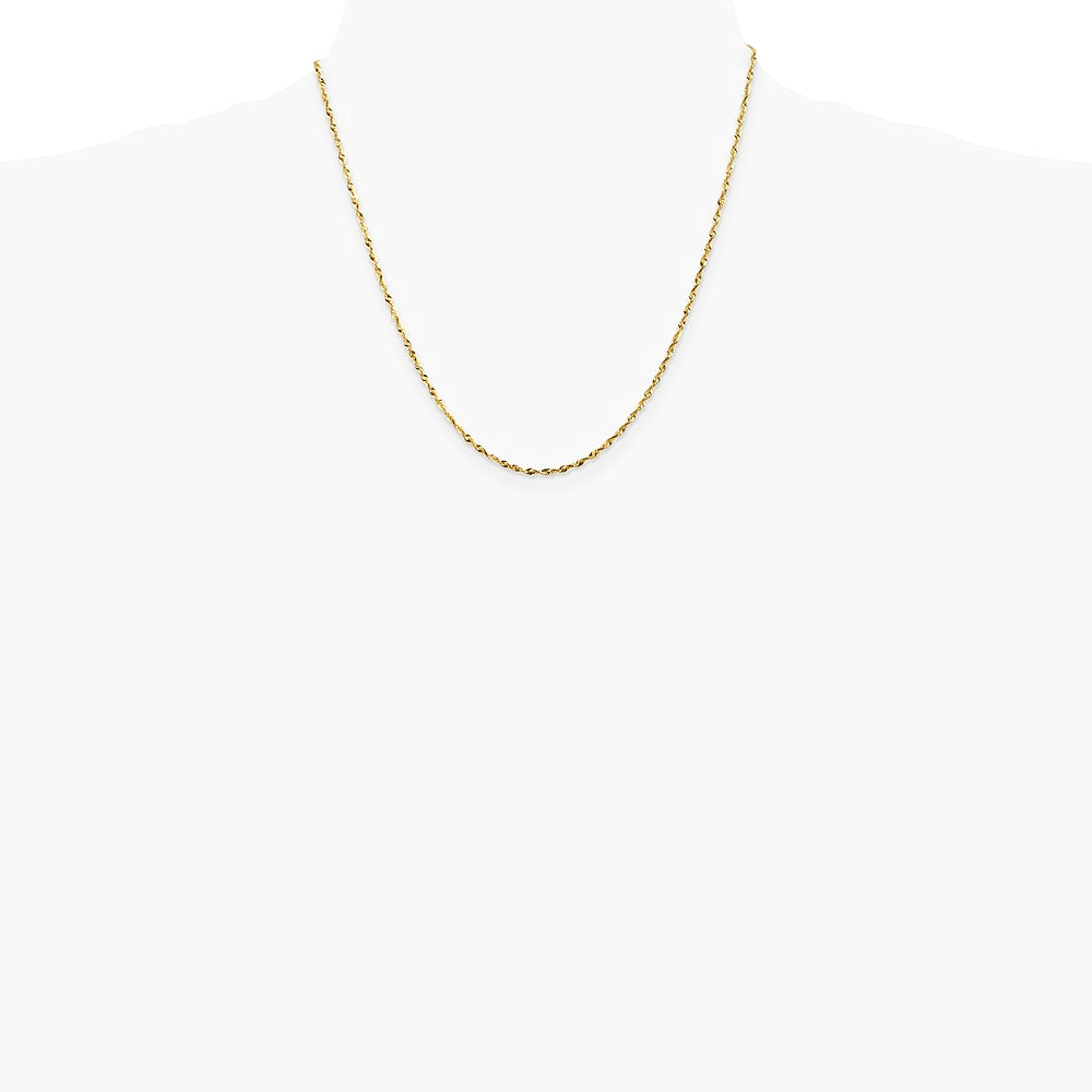 14K Yellow Gold 1.8 mm Ultra Diamond-Cut Lightweight Rope Chain Necklace 16"-24" - Product Photo