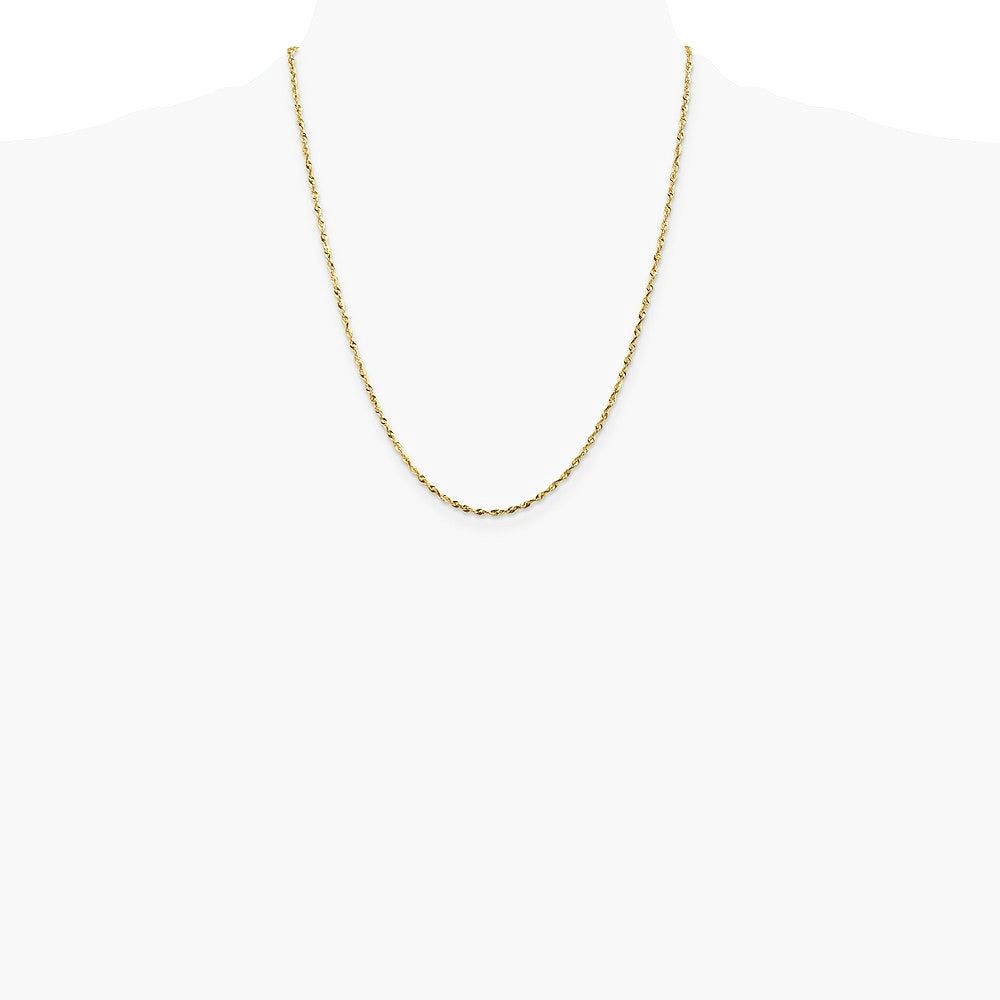 14K Yellow Gold 1.8 mm Ultra Diamond-Cut Lightweight Rope Chain Necklace 16"-24" - Product Photo