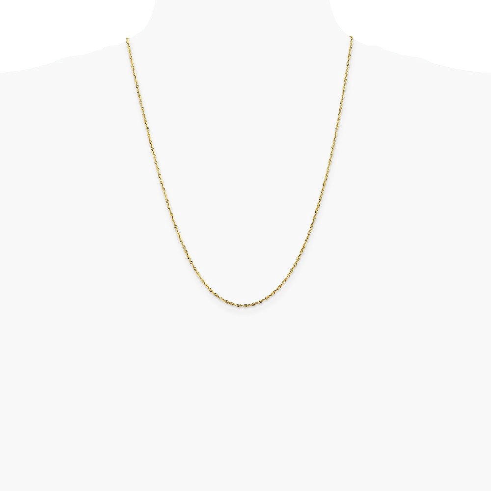 14K Yellow Gold 1.8 mm Ultra Diamond-Cut Lightweight Rope Chain Necklace 16"-24" - Product Photo