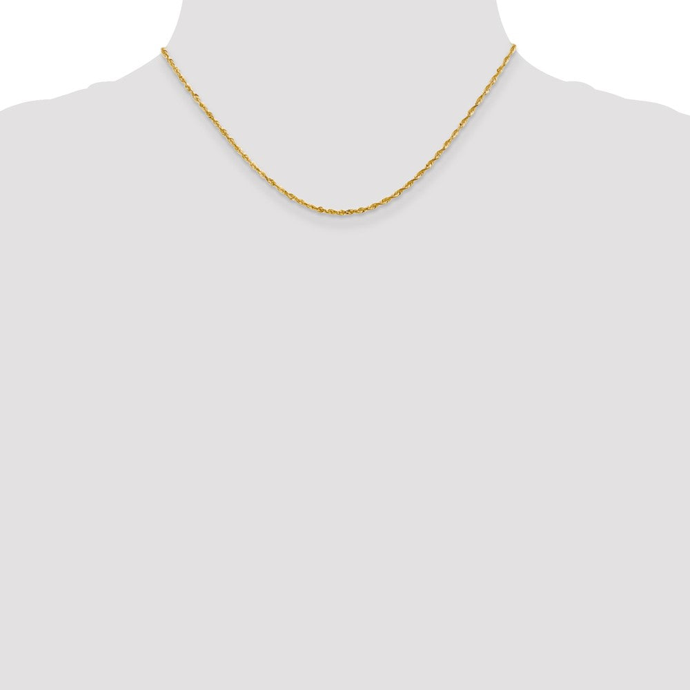 14K Yellow Gold 2.0mm Ultra Diamond-Cut Rope Chain Necklace 16"-24" - Product Photo