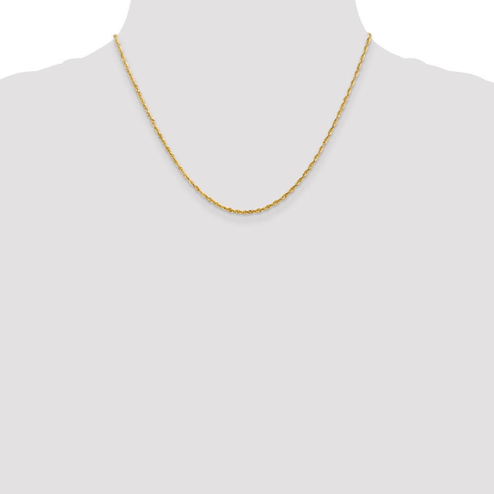 14K Yellow Gold 2.0mm Ultra Diamond-Cut Rope Chain Necklace 16"-24" - Product Photo