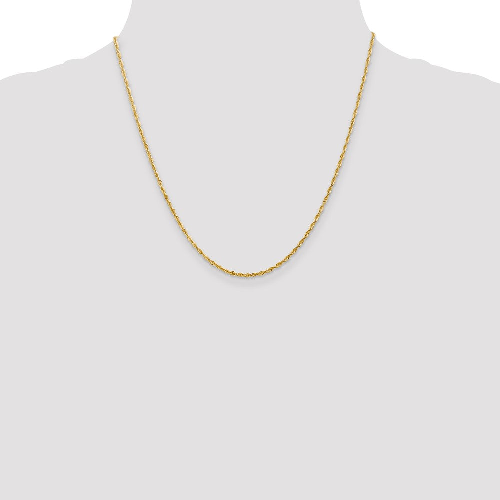 14K Yellow Gold 2.0mm Ultra Diamond-Cut Rope Chain Necklace 16"-24" - Product Photo