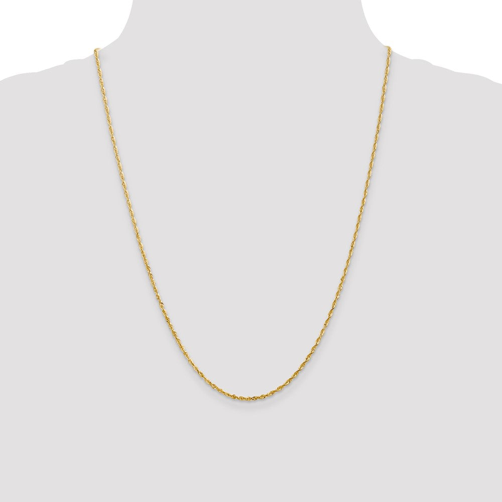 14K Yellow Gold 2.0mm Ultra Diamond-Cut Rope Chain Necklace 16"-24" - Product Photo