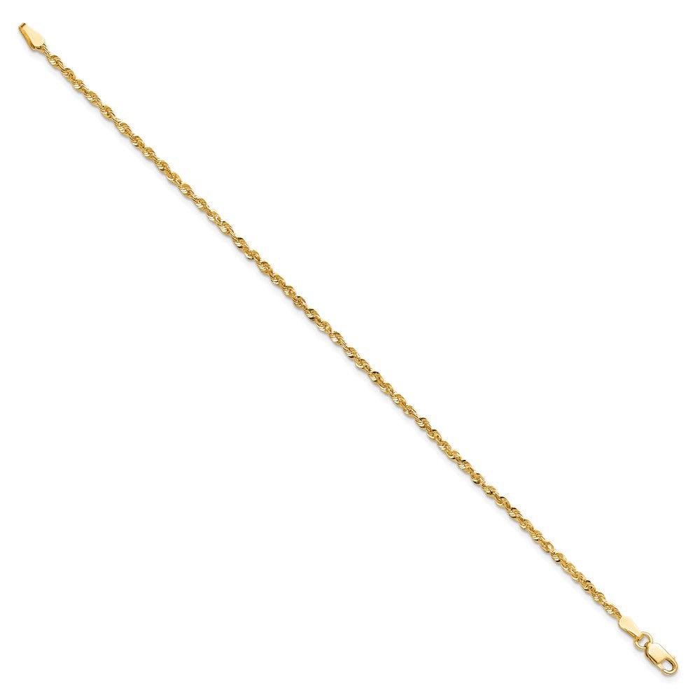 14K Yellow Gold 2.0mm Ultra Diamond-Cut Rope Chain Bracelet 7"-9" - Product Photo