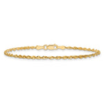 14K Yellow Gold 2.0mm Ultra Diamond-Cut Rope Chain Bracelet 7"-9" - Product Photo