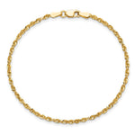 14K Yellow Gold 2.0mm Ultra Diamond-Cut Rope Chain Bracelet 7"-9" - Product Photo