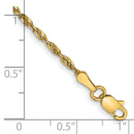 14K Yellow Gold 2.0mm Ultra Diamond-Cut Rope Chain Bracelet 7"-9" - Product Photo