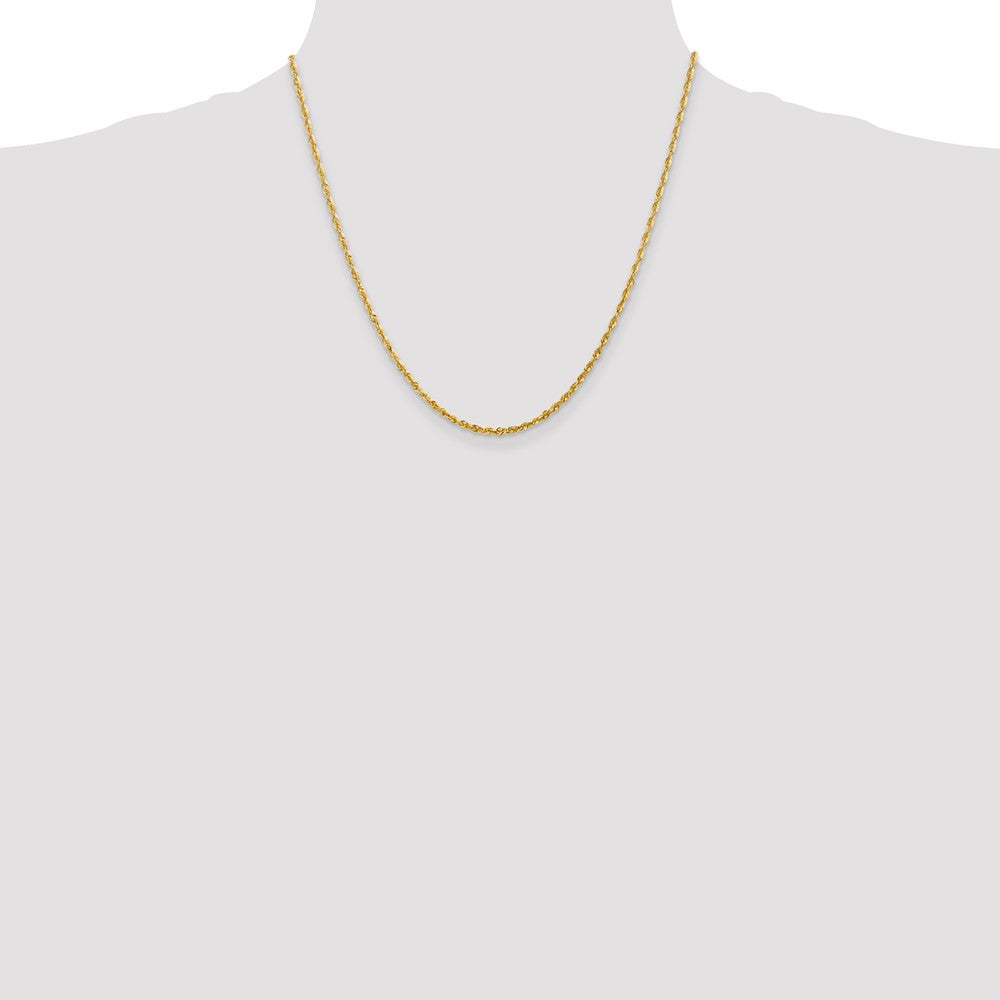 14K Yellow Gold 2.25mm Ultra Diamond-Cut Rope Chain Necklace 16"-24" - Product Photo