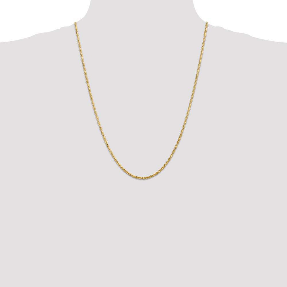 14K Yellow Gold 2.25mm Ultra Diamond-Cut Rope Chain Necklace 16"-24" - Product Photo