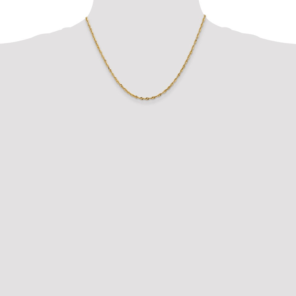 14K Yellow Gold 2.5mm Ultra Diamond-Cut Rope Chain Necklace 18"-24" - Product Photo