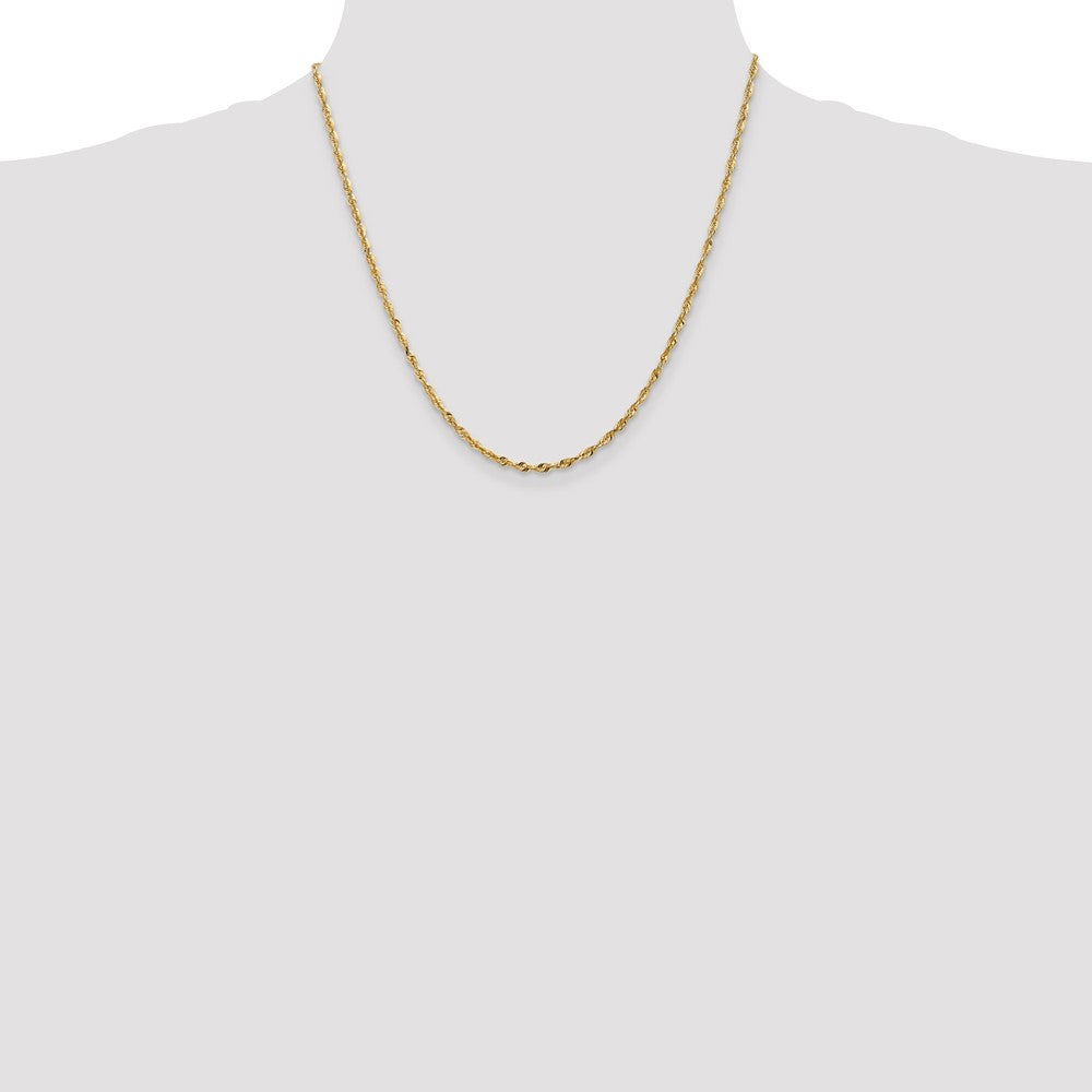 14K Yellow Gold 2.5mm Ultra Diamond-Cut Rope Chain Necklace 18"-24" - Product Photo