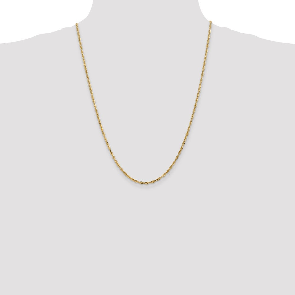 14K Yellow Gold 2.5mm Ultra Diamond-Cut Rope Chain Necklace 18"-24" - Product Photo