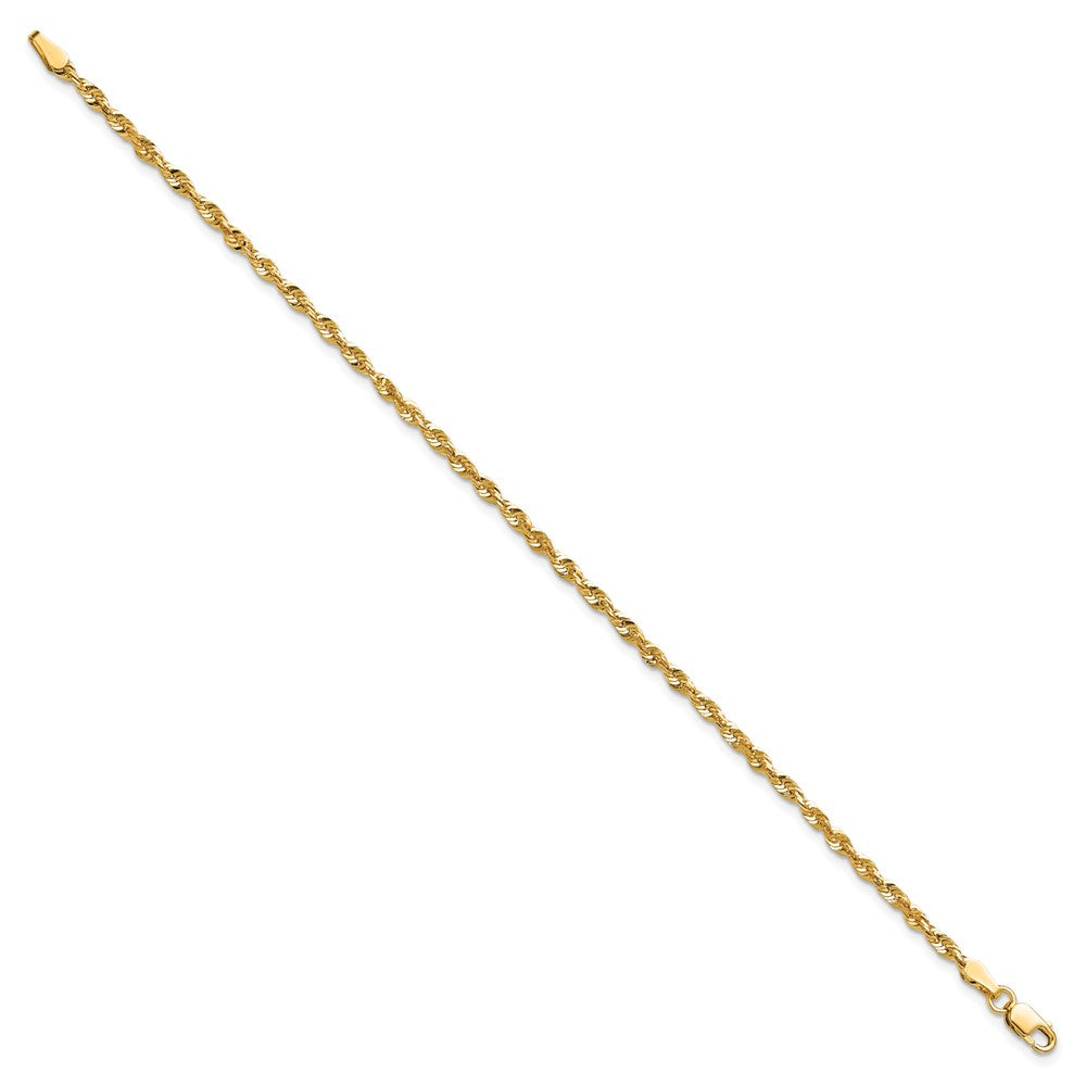 14K Yellow Gold 2.5mm Ultra Diamond-Cut Rope Chain Anklet Bracelet 7"-10" - Product Photo