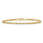 14K Yellow Gold 2.5mm Ultra Diamond-Cut Rope Chain Anklet Bracelet 7"-10" - Product Photo
