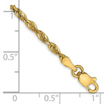 14K Yellow Gold 2.5mm Ultra Diamond-Cut Rope Chain Anklet Bracelet 7"-10" - Product Photo