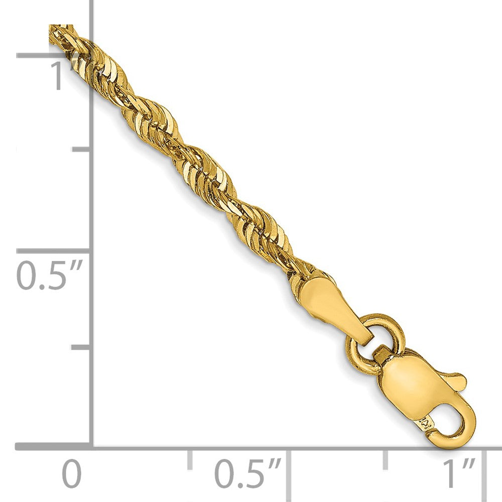 14K Yellow Gold 2.5mm Ultra Diamond-Cut Rope Chain Anklet Bracelet 7"-10" - Product Photo