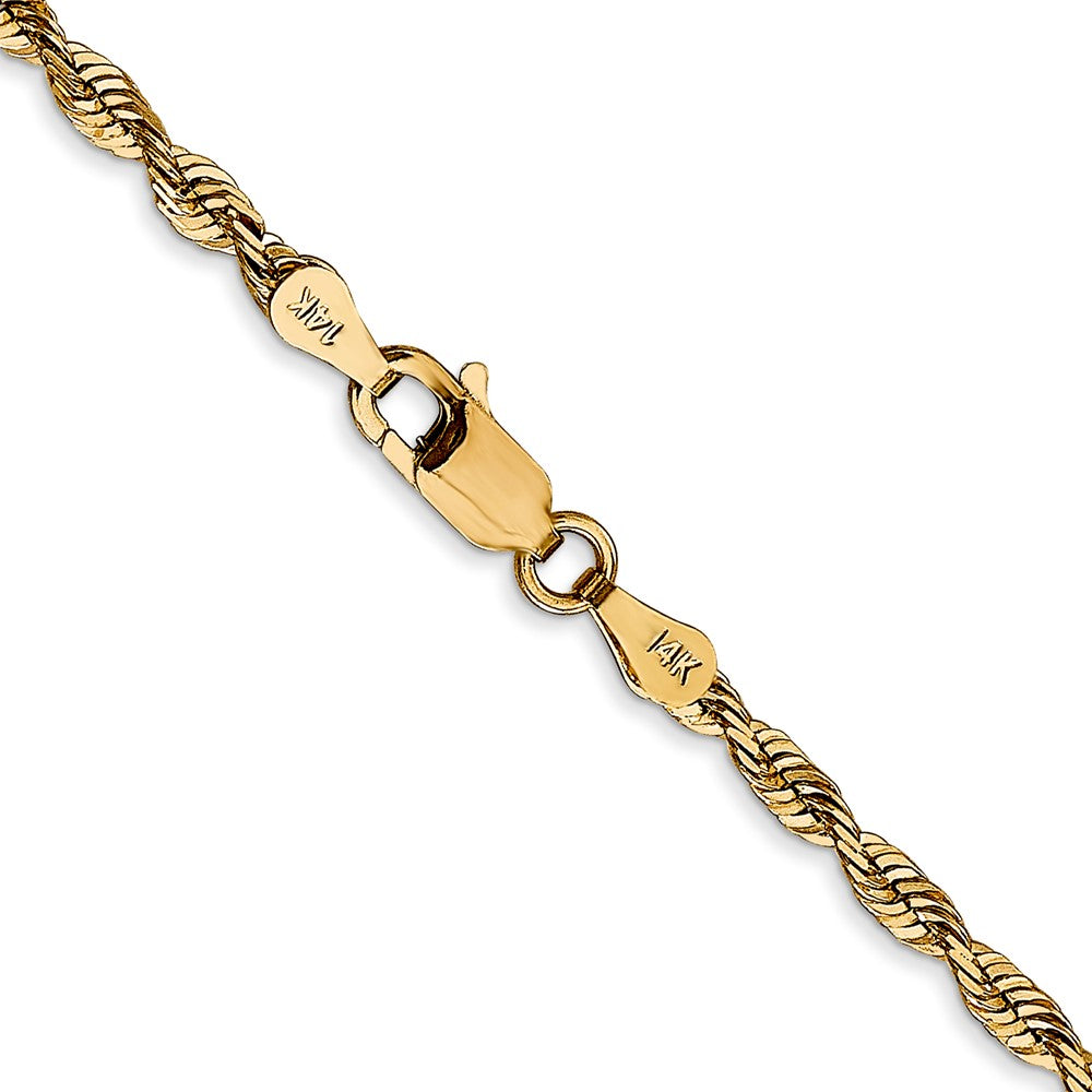 14K Yellow Gold 2.75 mm Ultra Diamond-Cut Rope Chain Necklace 20"-24" - Product Photo