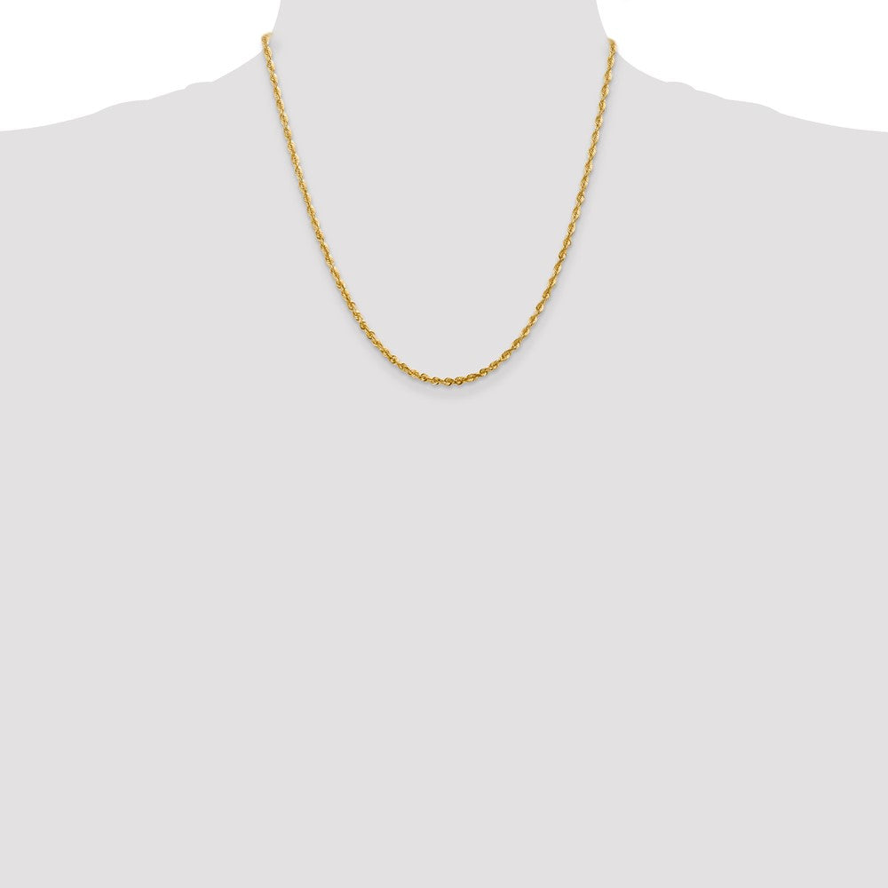 14K Yellow Gold 2.75 mm Ultra Diamond-Cut Rope Chain Necklace 20"-24" - Product Photo