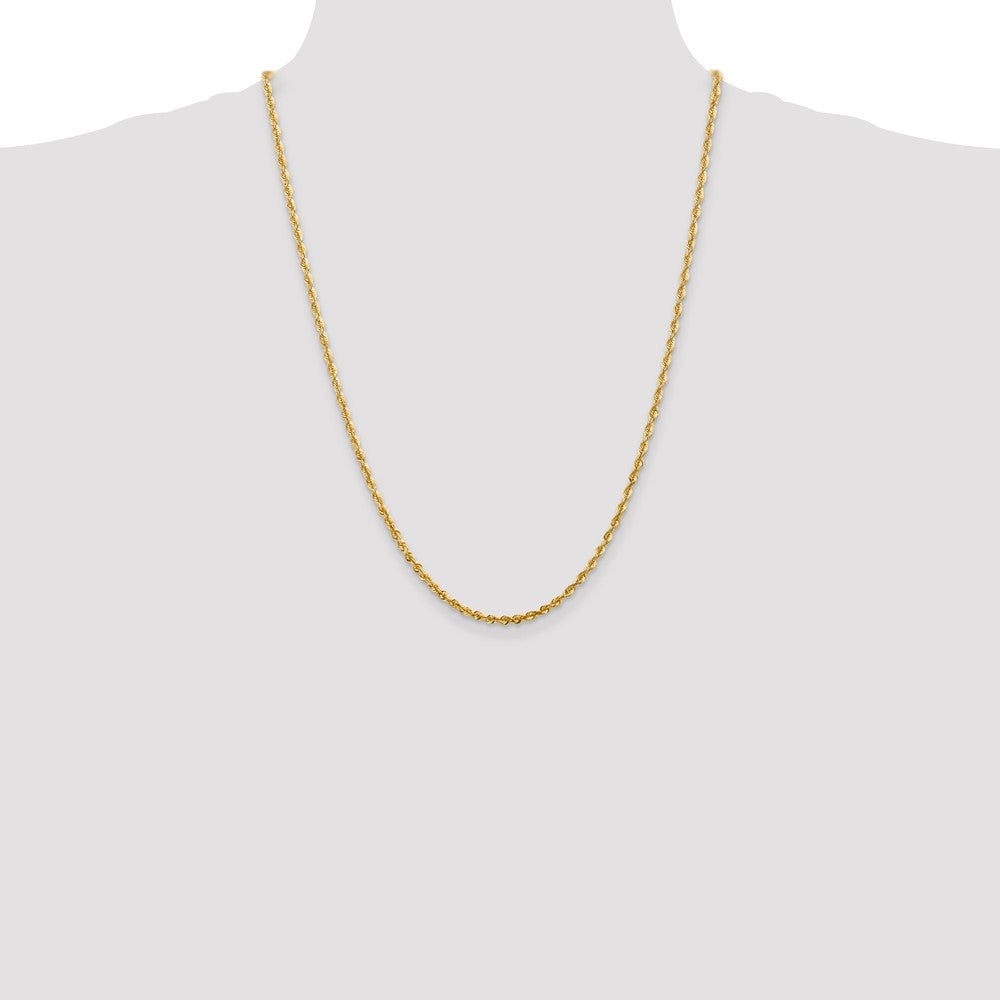 14K Yellow Gold 2.75 mm Ultra Diamond-Cut Rope Chain Necklace 20"-24" - Product Photo
