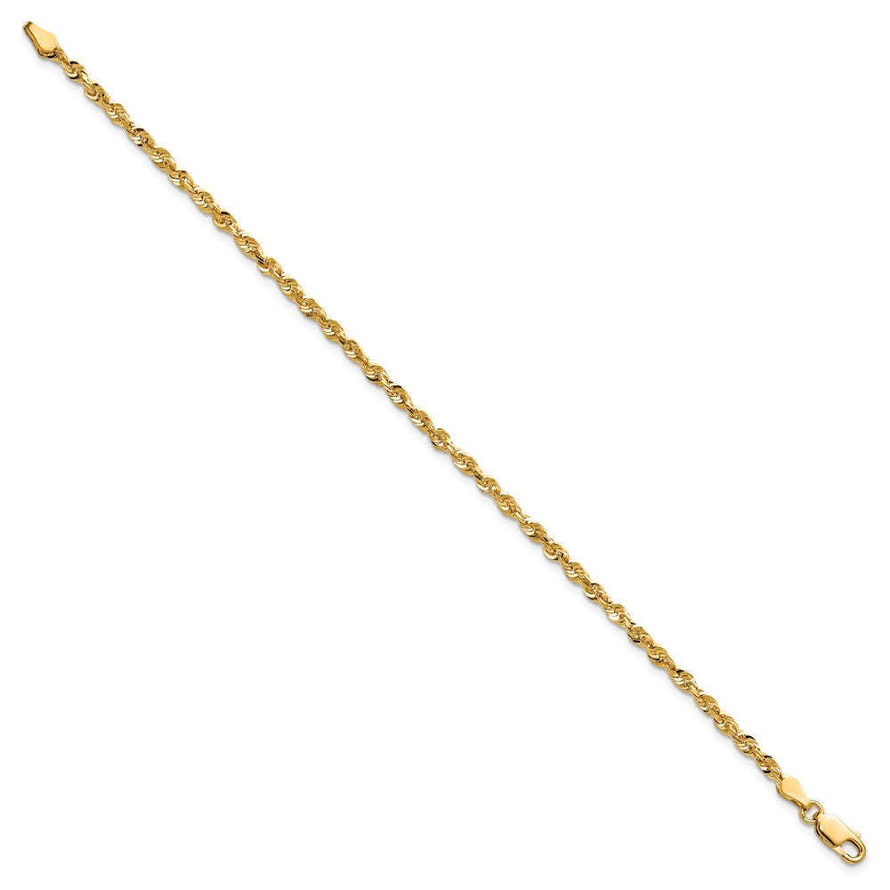 14K Yellow Gold 2.75mm Ultra Diamond-Cut Rope Chain Anklet Bracelet 7"-10" - Product Photo