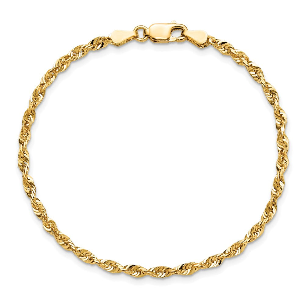 14K Yellow Gold 2.75mm Ultra Diamond-Cut Rope Chain Anklet Bracelet 7"-10" - Product Photo