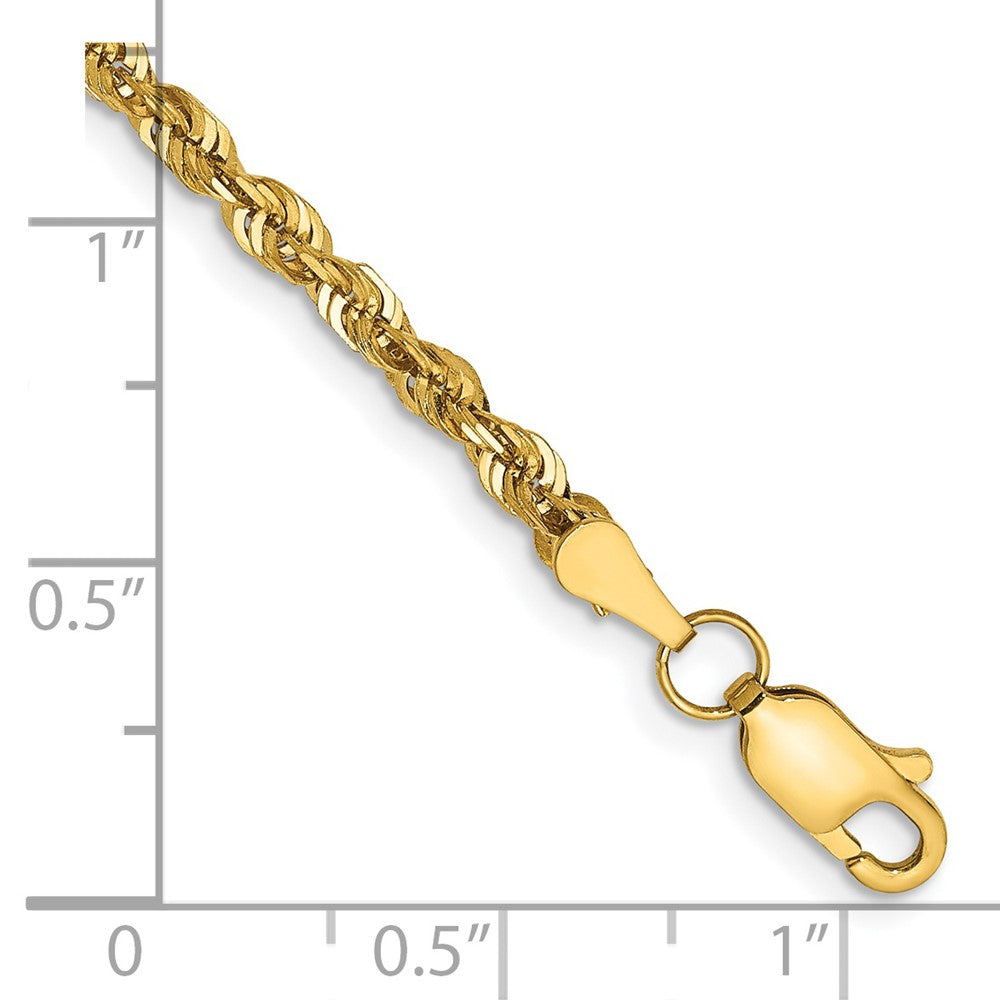 14K Yellow Gold 2.75mm Ultra Diamond-Cut Rope Chain Anklet Bracelet 7"-10" - Product Photo