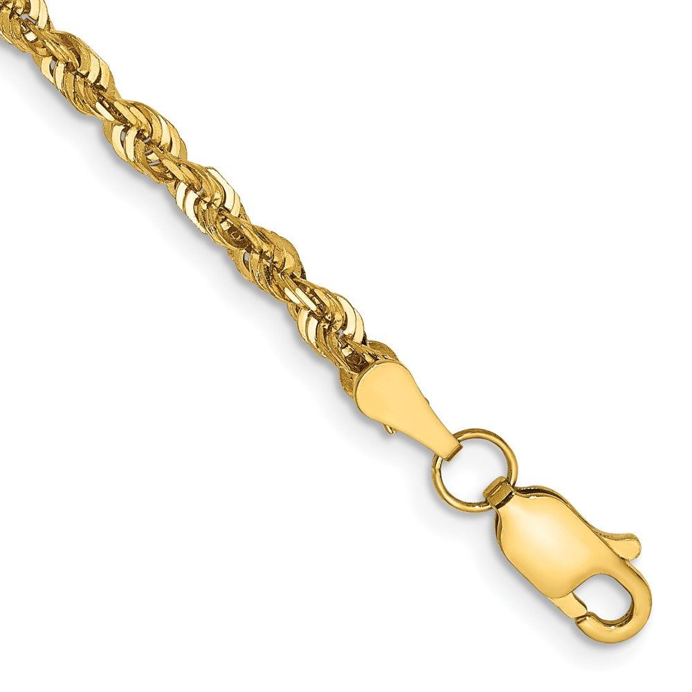 14K Yellow Gold 2.75mm Ultra Diamond-Cut Rope Chain Anklet Bracelet 7"-10" - Product Photo