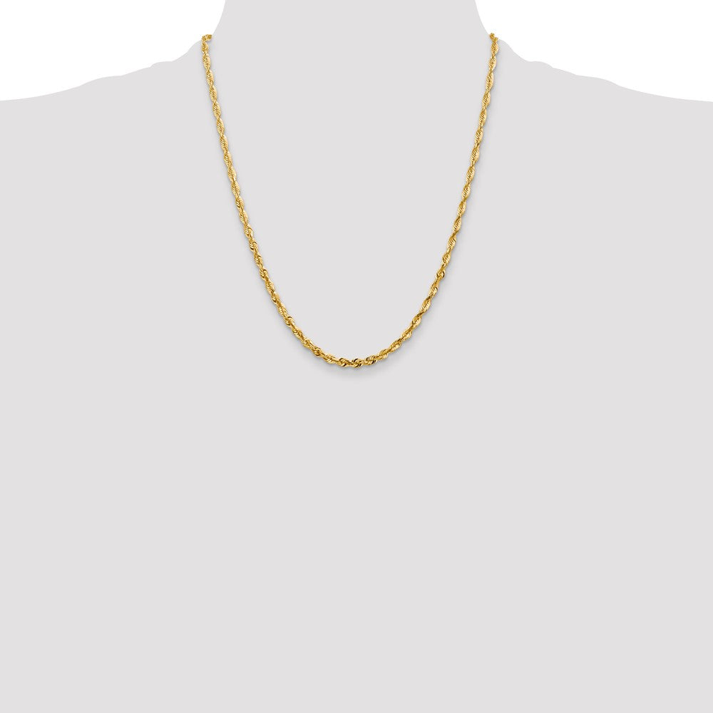 14K Yellow Gold 4mm Ultra Diamond-Cut Rope Chain Necklace 22"-24" - Product Photo
