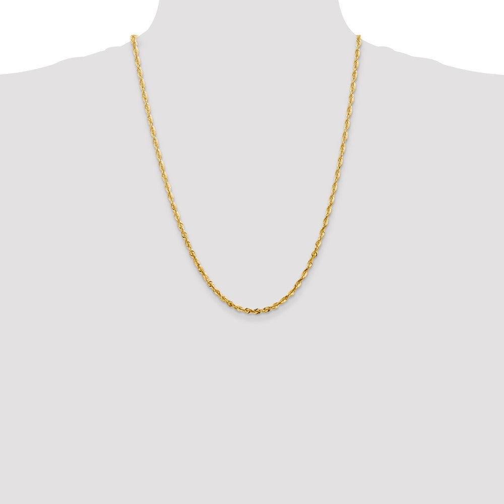 14K Yellow Gold 4mm Ultra Diamond-Cut Rope Chain Necklace 22"-24" - Product Photo
