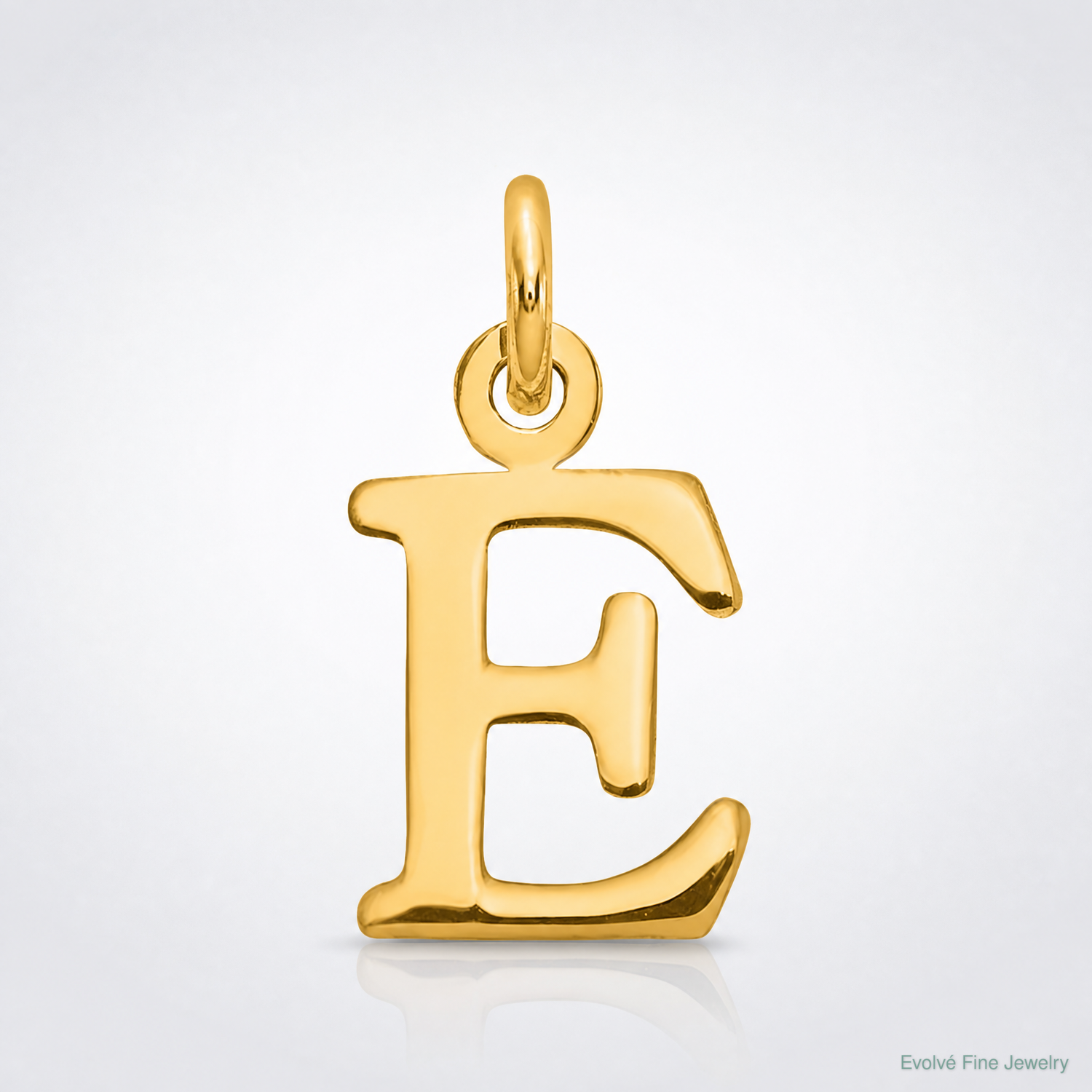14ky Cutout Letter E Initial Pendant - Lifestyle View