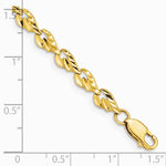 14K Yellow Gold Polished Diamond-cut Leaf 7 inch Bracelet - Product Photo