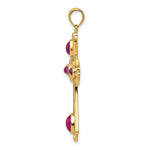 14K Yellow Gold Ruby and Emerald Cabochon Cross Pendant - Product Photo