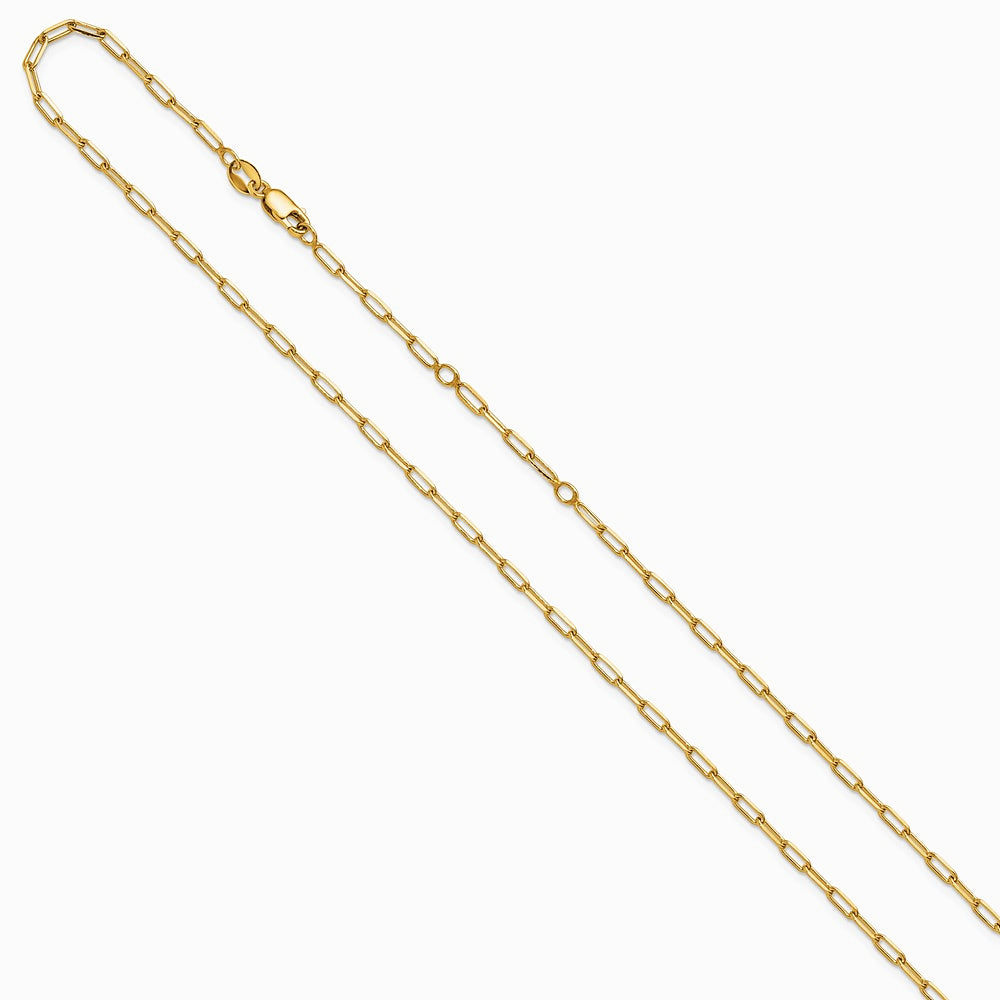 Sterling Silver Gold-plt 2.3mm Paperclip 1in+1in Adjustable Chain - Product Photo